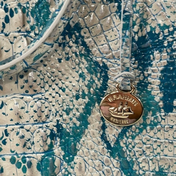 Brahmin Large Duxbury Mesmerized Melbourne Leather Satchel Calming Blue - Picture 5 of 8